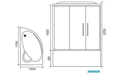 Душевая кабина Royal Bath RB 170ALP-T-CH (прозрачное) левая Душевая кабина Royal Bath RB 170ALP-T-CH (прозрачное) левая