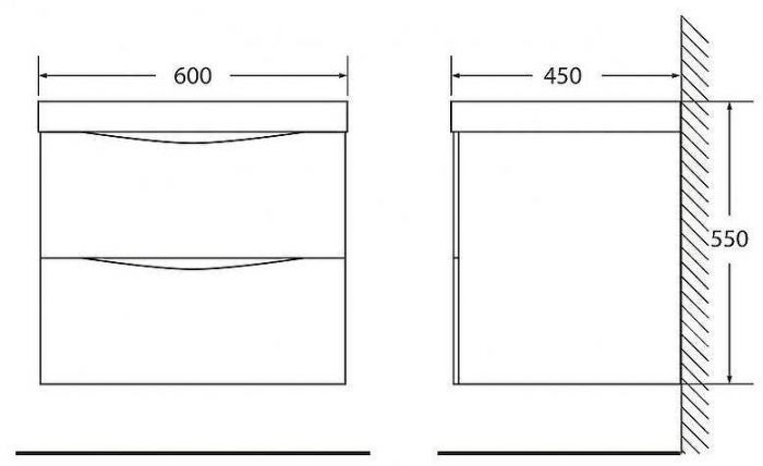 Тумба под раковину BelBagno Marino 60  MARINO-600-2C-SO-NL-P подвесная Nero Lucido