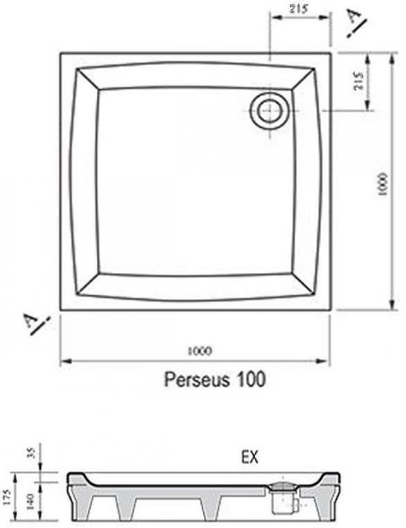 Акриловый поддон для душа Ravak Galaxy Elipso EX 100х100 A02AA01310 Белый