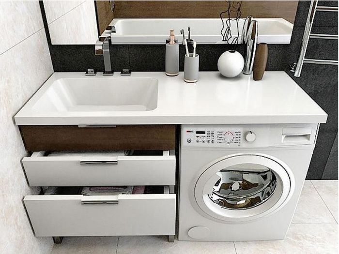 Раковина Madera Kamilla 120 L 4627173210027 с местом под стиральную машину Белая