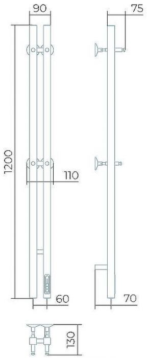 Электрический полотенцесушитель Larusso Прайм Дуэт П3 80х1200 4670078536327 Черный