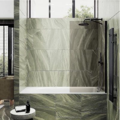 Шторка на ванну Maybah Glass MGV-67-6ш 500x1400 в широком профиле Черный стекло бронзовое