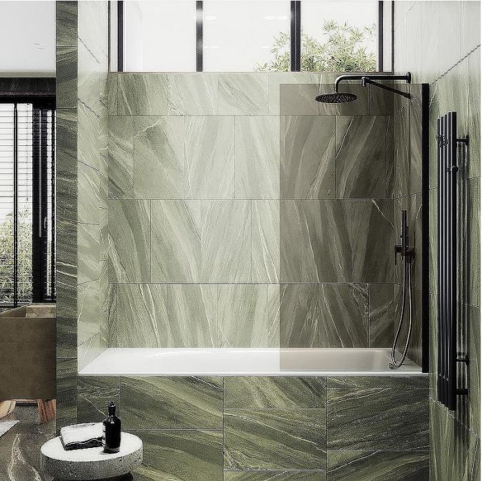 Шторка на ванну Maybah Glass MGV-67-6ш 500x1400 в широком профиле Черный стекло бронзовое