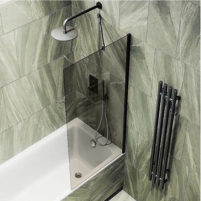 Шторка на ванну Maybah Glass MGV-67-6ш 500x1400 в широком профиле Черный стекло бронзовое