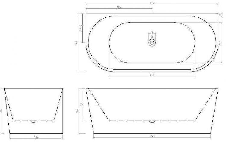 Акриловая ванна Ceruttispa Vettore W 170x75 CT9345 без гидромассажа Акриловая ванна Ceruttispa Vettore W 170x75 CT9345 без гидромассажа