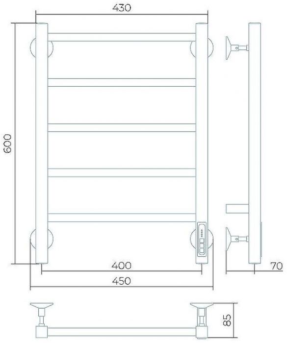 Электрический полотенцесушитель Larusso Феличия КС П5 400х600 4670078536655 Черный