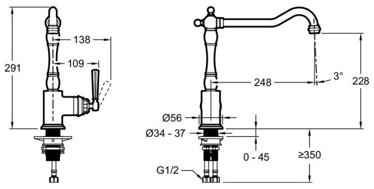 Смеситель для кухни Jacob Delafon Cleo E24317-VS, матовая сталь Смеситель для кухни Jacob Delafon Cleo E24317-VS, матовая сталь