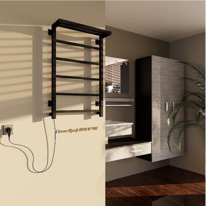 Электрический полотенцесушитель Altasan СкалаПроф 80х50 СкалаПроф8050ПЧМ с полкой Черный муар