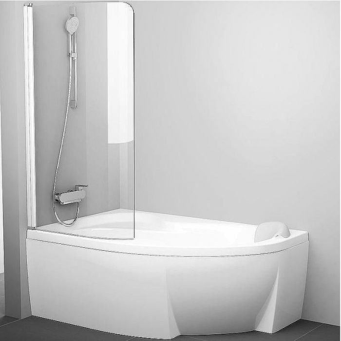 Шторка на ванну Ravak Chrome CVSK1 Rosa 140/150 L 7QLM0100Y1 профиль Белый стекло Transparent