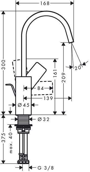 Hansgrohe Vivenis Смеситель для раковины, на 1 отв., с поворотным изливом, с донным клапаном, цвет: черный матовый
