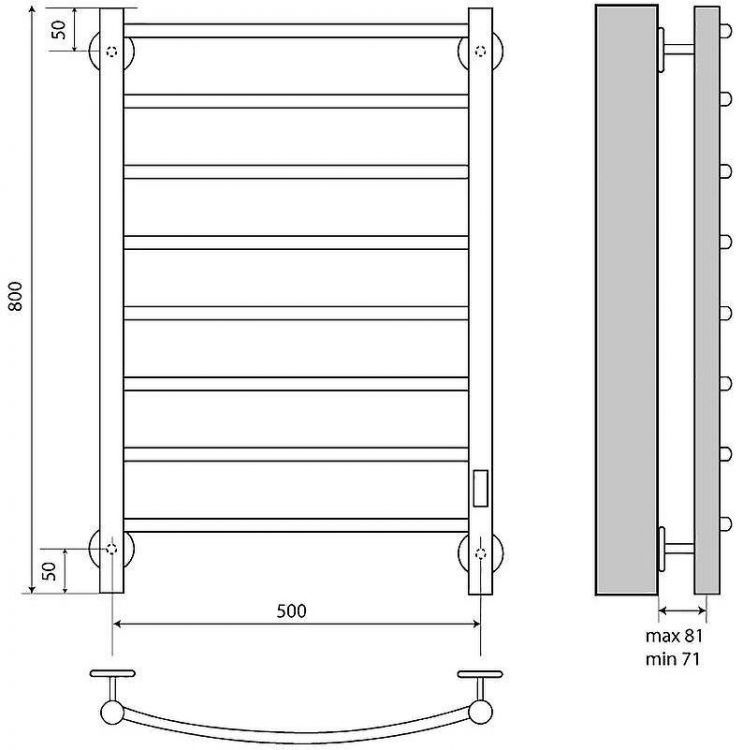 Электрический полотенцесушитель Melodia della vita Classica Electro 50х80 П8 MTRCAE5080 Полированная сталь