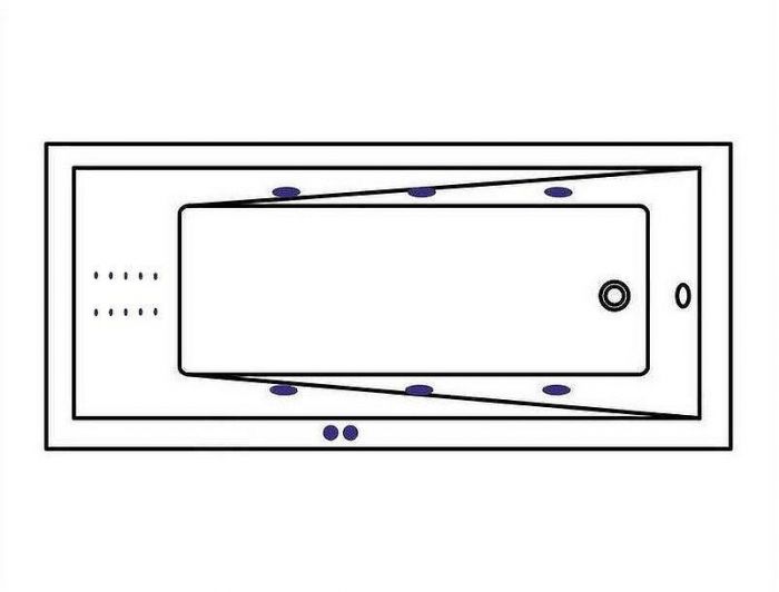 Акриловая ванна Whitecross Wave 170x75 0101.170075.100.LINENANO.CR с гидромассажем