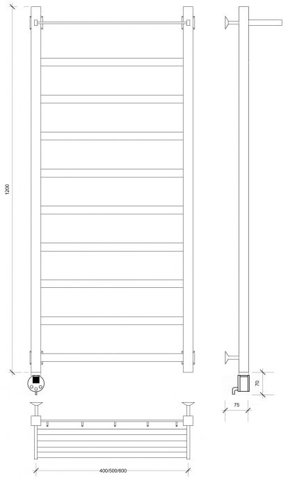 Полотенцесушитель электрический Secado Корсико 1 СП 120x50 хром