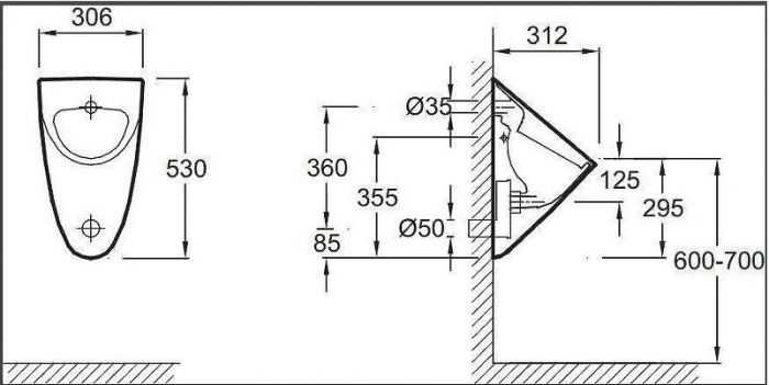 Писсуар Jacob Delafon Odeon Up E1147-00 подвесной цвет Белый