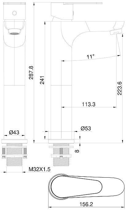 Смеситель для раковины Wonzon & Woghand Alfa WW-A40232-MB цвет Черный матовый Смеситель для раковины Wonzon & Woghand Alfa WW-A40232-MB цвет Черный матовый