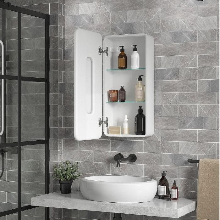 Зеркальный шкаф Reflexion Circle  400х800 L RF2105SR с подсветкой Белый матовый