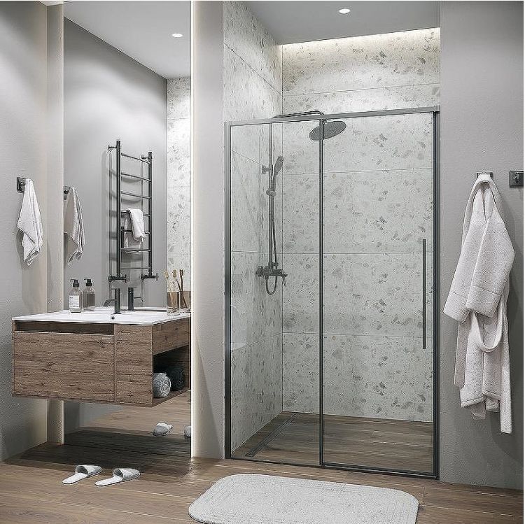 Душевая дверь Grossman Galaxy 110 100.K33.01.110.42.00 профиль Графит сатин стекло прозрачное