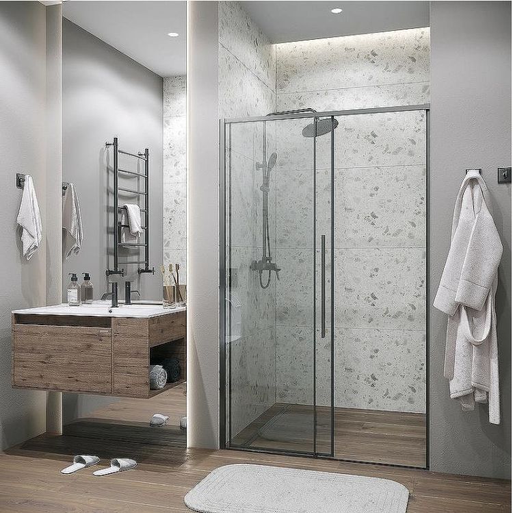 Душевая дверь Grossman Galaxy 110 100.K33.01.110.42.00 профиль Графит сатин стекло прозрачное