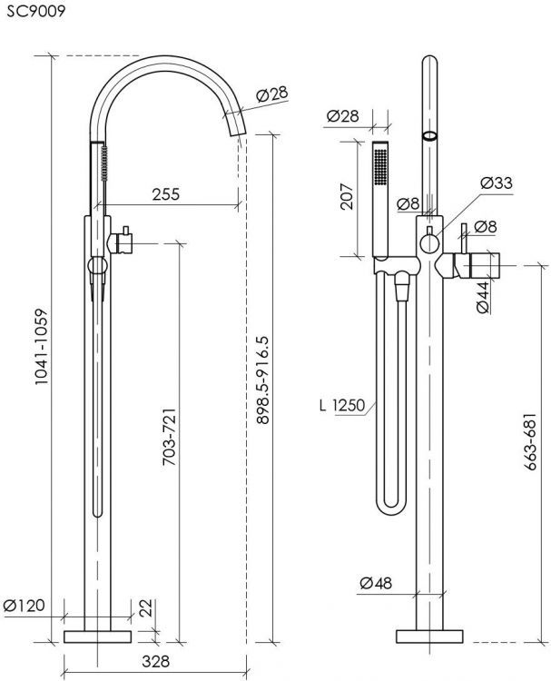 Смеситель для ванны напольный SANCOS Etna, хром, SC9009CH Смеситель для ванны напольный SANCOS Etna, хром, SC9009CH