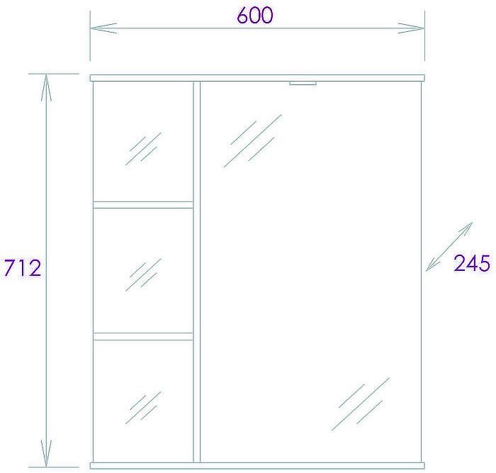 Зеркальный шкаф Onika Карина 60.01 R 206010 с подсветкой Белый