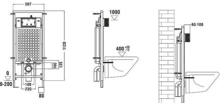Инсталляция WeltWasser WW Marberg 507 10000005949 для унитаза без клавиши смыва