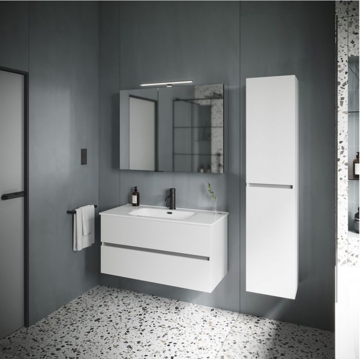 Шкаф-пенал SANCOS Urban подвесной, белый глянец 350х300х1600, PUR35W