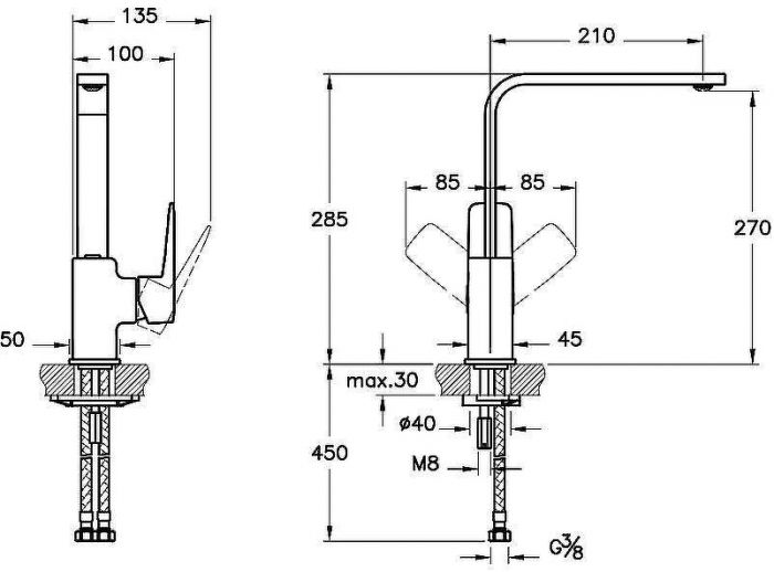 Смеситель для кухни Vitra Root Square A4275334EXP Никель