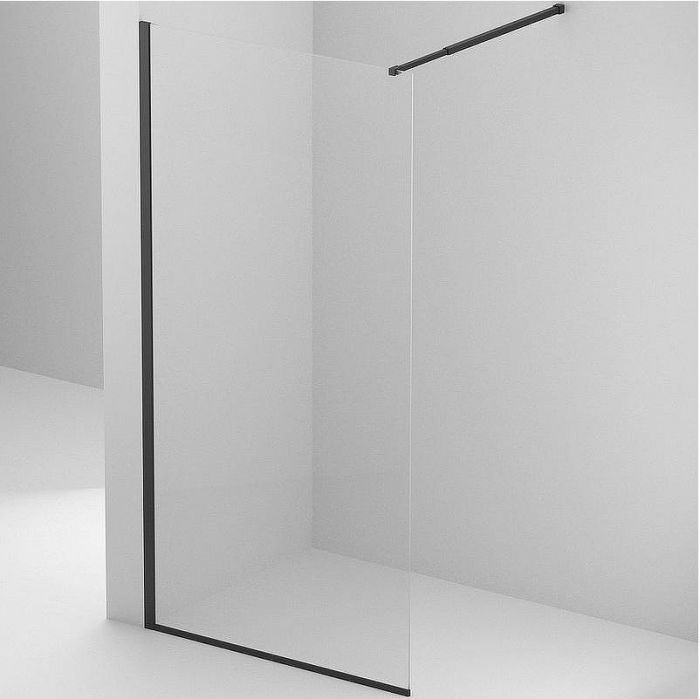 Душевая перегородка BelBagno Kraft 80 KRAFT-L-1-80-C-NERO профиль Черный матовый стекло прозрачное