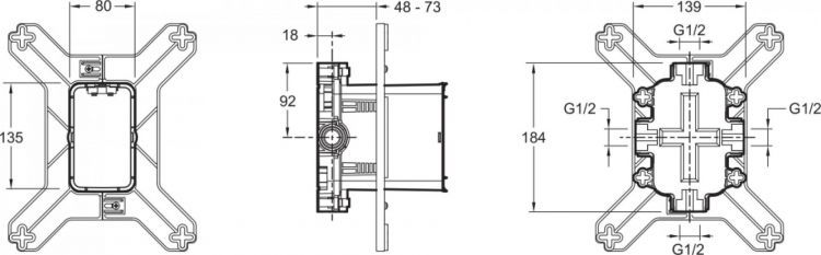 Душевой комплект Jacob Delafon Modulo E30759-CP с внутренней частью, хром