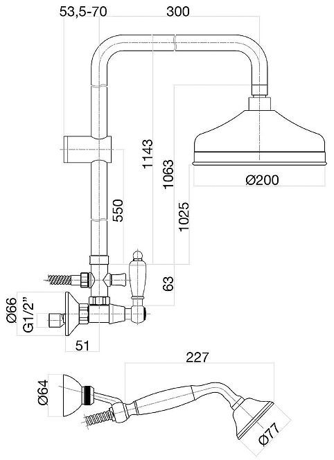Душевая система Fiore Coloniale 22OO0620 цвет Золото