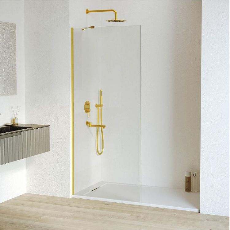 Душевая перегородка RGW Walk In WA-110Gb 90 351011009-16 профиль Золото брашированное стекло прозрачное