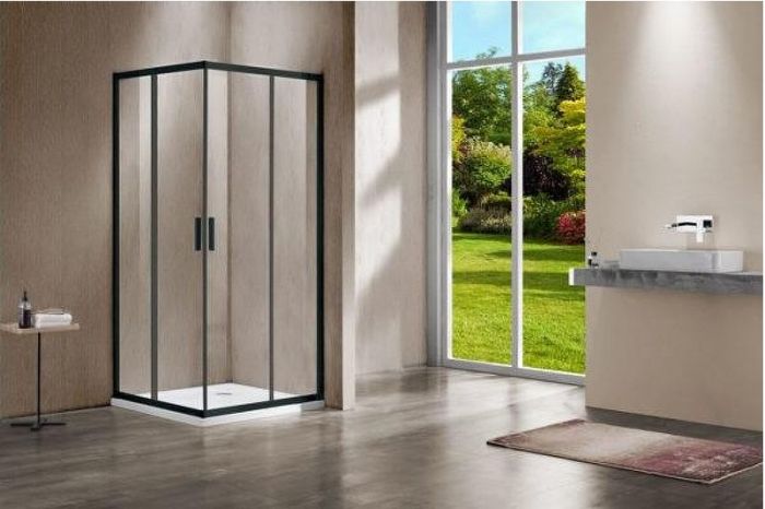 Душевой уголок Vincea Garda VSS-1G100CLB 100х100 профиль Черный стекло прозрачное