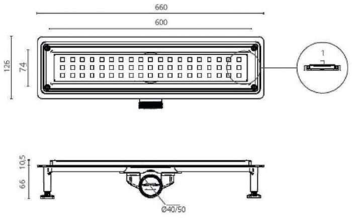 Душевой лоток Ctesi Way Square 60 BK4024130 с решеткой Хром