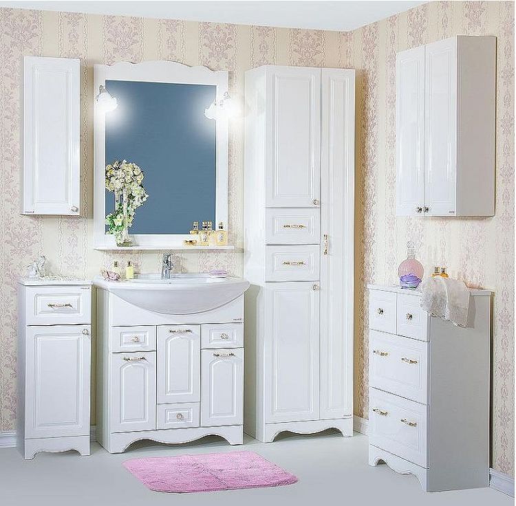 Тумба Бриклаер Анна 32 L 4627125411465 с бельевой корзиной Белая глянцевая