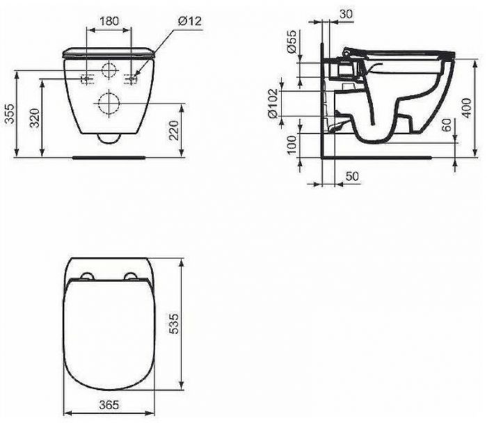 Унитаз Ideal Standard Tesi T536001 подвесной с сиденьем Микролифт