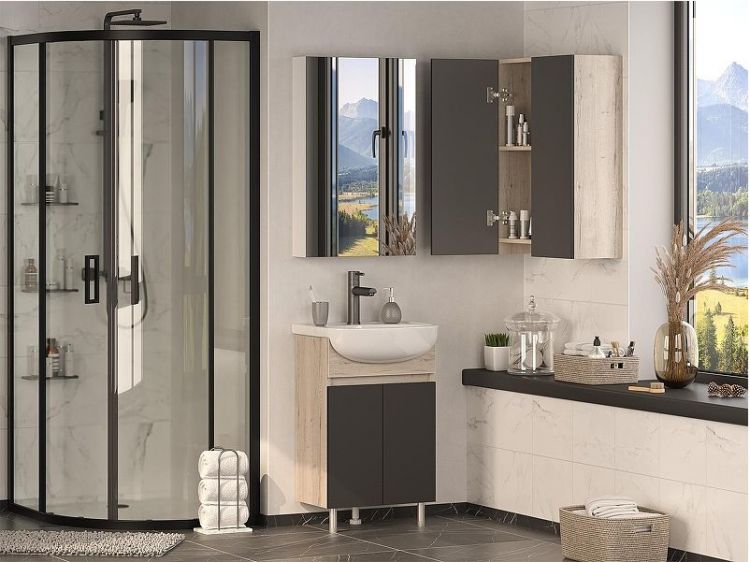 Подвесной шкаф Misty Поло 60 О-Пол08060-014По Антрацит Дуб Галифакс белый