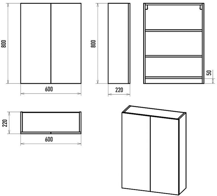 Подвесной шкаф Misty Поло 60 О-Пол08060-014По Антрацит Дуб Галифакс белый