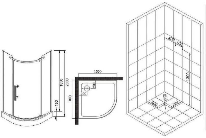 Душевой уголок Esbano ESD-7025B 100x100 ESUGD7025B профиль Черный матовый стекло прозрачное