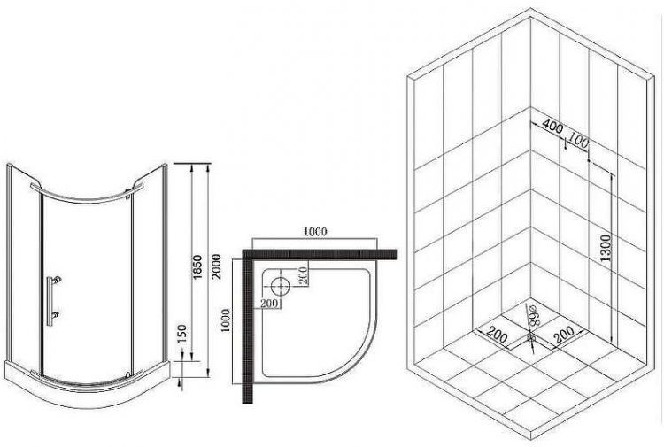 Душевой уголок Esbano ESD-7025B 100x100 ESUGD7025B профиль Черный матовый стекло прозрачное