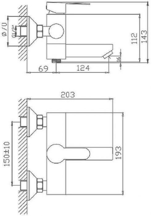 Смеситель для ванны Haiba HB60801 Нержавеющая сталь