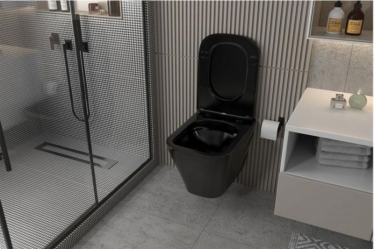 Комплект унитаза Abber Rechteck AC1201MB-AC0105-AC0120RG с сиденьем Микролифт и клавишей смыва цвет Золото розовое