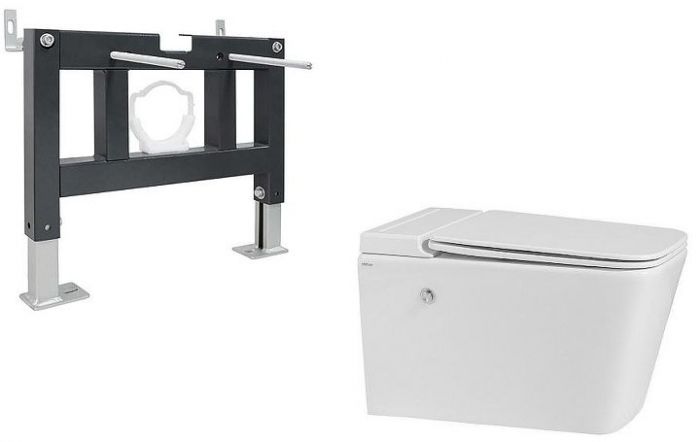 Комплект унитаза с инсталляцией Abber Rechteck AC1202P-AC0101P цвет Белый с сиденьем Микролифт