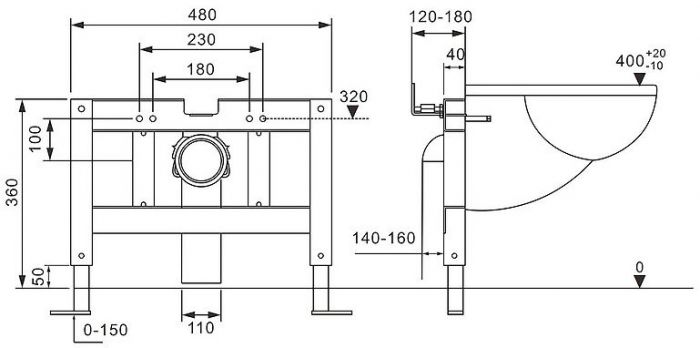 Комплект унитаза с инсталляцией Abber Rechteck AC1202P-AC0101P цвет Белый с сиденьем Микролифт