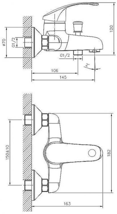 Смеситель для ванны Decoroom DR71035 Хром
