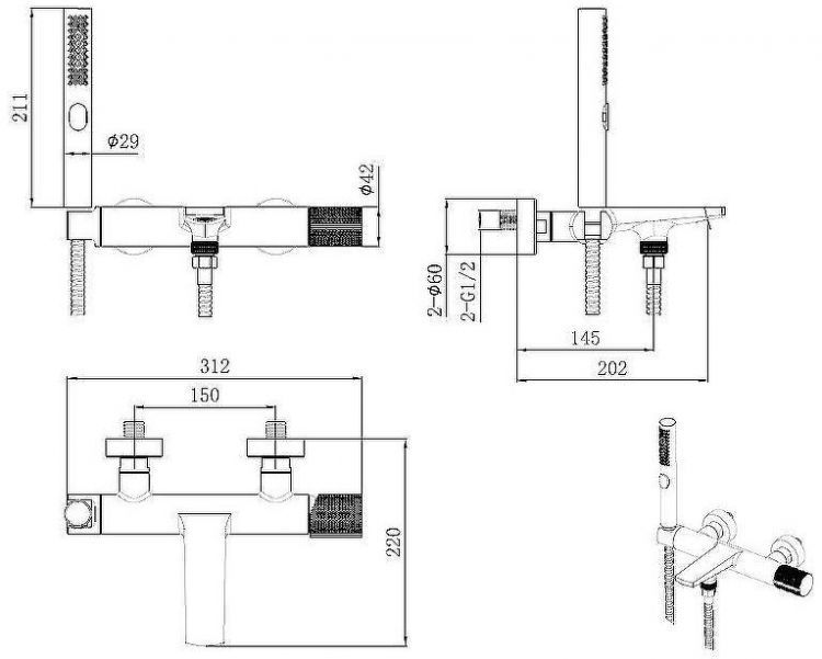 Смеситель для ванны Allen Brau Liberty 5.33006-31 Черный матовый