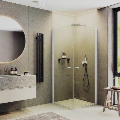 Душевой уголок Maybah Glass MGY-1292-1 900x900x1980 на монопетлях Белый стекло прозрачное