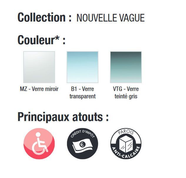 Душевой уголок Jacob Delafon Nouvelle Vague 45x200, E94WS40-B1 прозрачное стекло