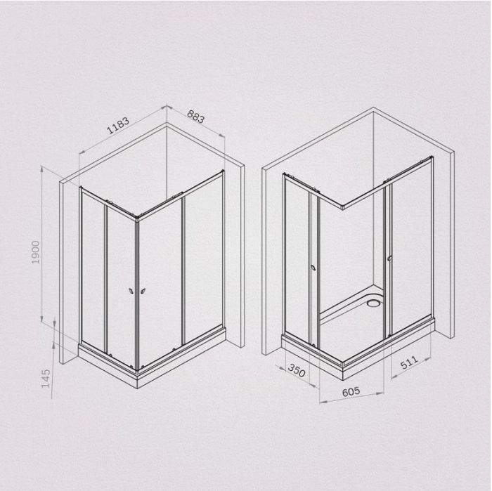 Душевой уголок AM.PM Sunny 120х90 W87G-403-12090-MT профиль Хром матовый стекло прозрачное