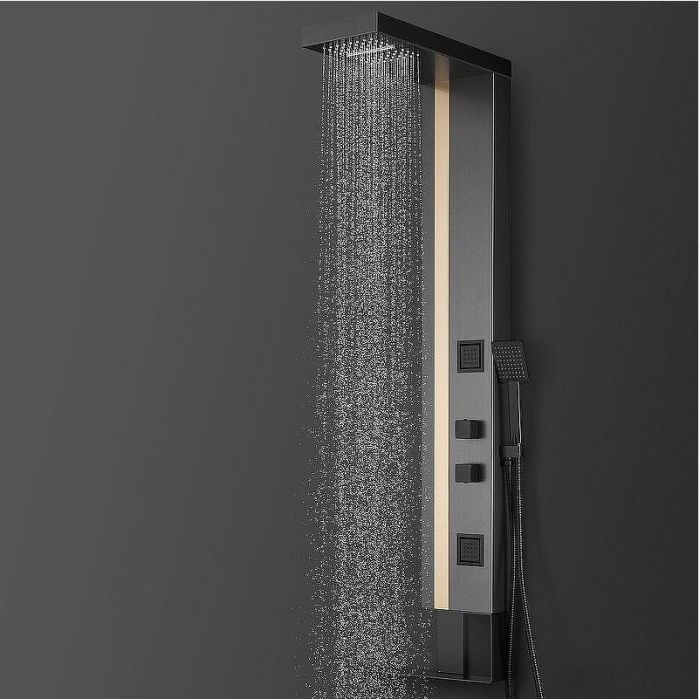 Душевая панель Black&White Gravity GR026 026000 с гидромассажем Темный графит Брашированное золото