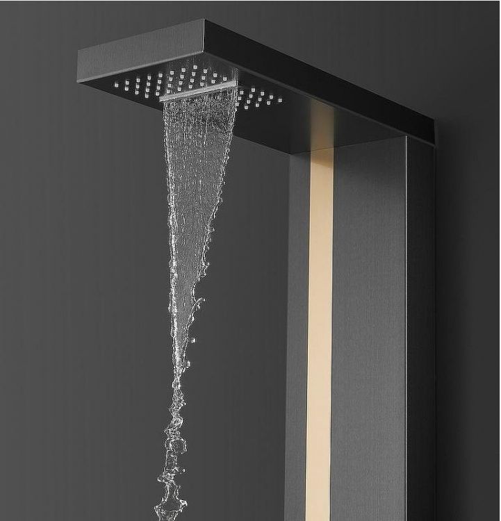 Душевая панель Black&White Gravity GR026 026000 с гидромассажем Темный графит Брашированное золото Душевая панель Black&White Gravity GR026 026000 с гидромассажем Темный графит Брашированное золото